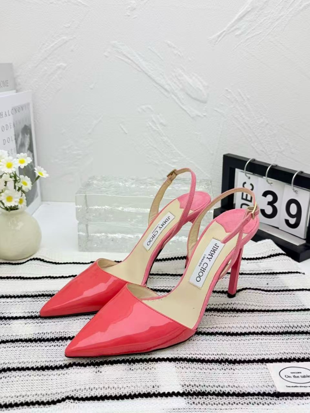 Jimmy Choo Two-Tone Pink Patent Pointed Slingback Heels